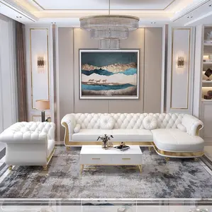 Moderne Luxus gepolsterte echte Leders ofa Set Wohnzimmer möbel