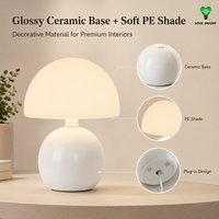 Lampe de chevet flexible E26 en céramique avec abat-jour champignon, LED à économie d'énergie pour la décoration intérieure et les boutiques de cadeaux (vente en gros)