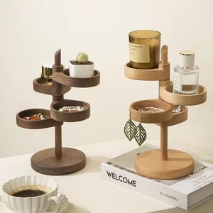 Rotatif Naturel Pin Bijoux Organisateur Boîte En Bois Présentoir Boucle D'oreille Présentoir Compteur pour Anneaux Colliers Bracelets - Product Image 1