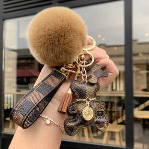 <span class=keywords><strong>Porte</strong></span>-clés <span class=keywords><strong>en</strong></span> <span class=keywords><strong>cuir</strong></span> PU de haute qualité, tendance, créatif et personnalisé pour <span class=keywords><strong>femme</strong></span>, motif animal (chat, ours), pour clés de voiture et sac, pendentif de mode - Product Image 1