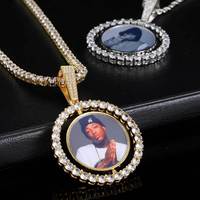 Collier pendentif photo rotatif double face avec cadre rond – Grande Vente