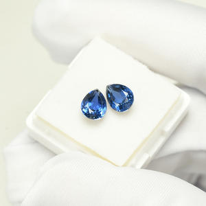 พลอยแซฟไฟร์สีน้ำเงินเพาะเลี้ยงในห้องปฏิบัติการ ทรงลูกแพร์ ชุบทองคำ ขายส่งแบบเม็ดพลอยหลวม สำหรับทำเครื่องประดับ - Product Image 6