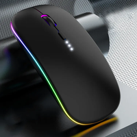 Souris sans fil rechargeable HT Slim 2.4G avec lumière colorée, récepteur nano, optique portable, accessoires pour ordinateur portable macbook
