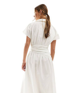 Camicia bianca lunga da donna con collo a punta a <span class=keywords><strong>maniche</strong></span> corte - Product Image 2