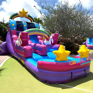 Toboggan aquatique gonflable licorne rose avec piscine à jets d'eau, château aquatique <span class=keywords><strong>pour</strong></span> usage domestique, <span class=keywords><strong>pour</strong></span> enfants et adultes, fête d'<span class=keywords><strong>anniversaire</strong></span> - Product Image 2