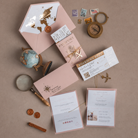 Boîte en carton personnalisée SHINY avec gaufrage profond, invitation de mariage et ruban pour ensemble de mariage de luxe en destination
