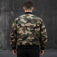 Blouson Bomber Camouflage Homme OEM ODM avec Fermeture Éclair et Poignets Côtelés – Veste Décontractée d'Extérieur