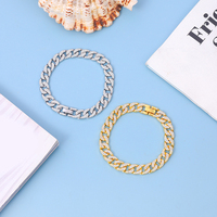 Vente chaude 9mm Glacé Cubain Lien Chaîne Bracelet Deux Rangées de Bling Strass Plaqué Or Alliage pour Cadeau par Vente Chaude