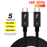 PD 240W Tipo C Thunderbolt5 Cable de carga rápida 80gbps USB C Cable de transmisión de alta velocidad HD 16K Cable de video de función completa