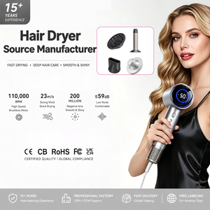 Sèche-cheveux professionnel à moteur BLDC haute vitesse 110000 tr/min, ionique, à ions négatifs, mural, pour usage domestique et hôtelier, personnalisable - Product Image 1