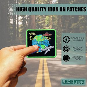 CustomThis Girl Loves Travel Embroidery <b>Patch</b> 3 Inch Iron <b>On</b> <b>Sew</b> <b>On</b> Applique For Bags Travel <b>Patches</b> Fabric - Product Image 3