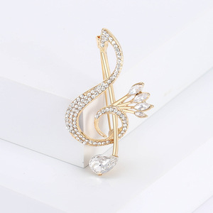 Spille da Bavero con Fibbia, Gioielli di Lusso, Accessori da Donna, Moda Coreana, Spilla in Metallo con Nota Musicale e Strass per Sciarpa - Product Image 5
