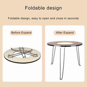 Table de cuisson multifonctionnelle pour le thé, pliable pour l'extérieur, avec station de barbecue au charbon intégrée, bureau de pique-nique pour 5-6 personnes - Product Image 2