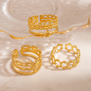 Pulsera Geométrica de Acero de Titanio Estilo Europeo, Chapada en Oro de 18K, Joyería de Moda para Mujer, Diseño Irregular, Brazalete Abierto - Product Image 1