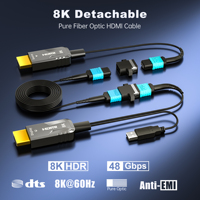 Câble à fibre optique actif MPO HDMI 2.1 8K/60Hz 48 Gbit/s 4K/120Hz anti-EMI détachable pour équipement médical hospitalier et système AV
