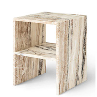 Table d'appoint en marbre minimaliste de luxe avec rangement-Organisateur latéral de canapé, table de chevet de chambre d'hôtel pour les espaces modernes