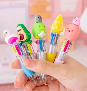 M003 Promotional Cute Animal Cartoon Pen 4 Colors Refills Pen Novelty Fat Printing Logo