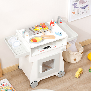 Bán Chạy Nhất Bằng Gỗ Nhà Bếp BBQ Giỏ Hàng Nhà Bếp Commissary Thủ quỹ Tương Tác Giáo Dục Học Tập Đồ Chơi Cho Trẻ Em Trai & Cô Gái - Product Image 5