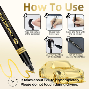 Marqueur chromé argenté, <span class=keywords><strong>peinture</strong></span> réfléchissante, stylo marqueur métallique, encre permanente 0,7 mm, 6 couleurs, placage photoélectrique de haute qualité pour la coloration mécanique - Product Image 6