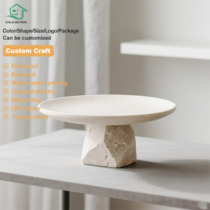 Logo personnalisé Plateau en béton blanc crème Panier de fruits Plateau décoratif élégant - Product Image 1