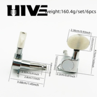 HIVE Oval White Pearl Tuners 3L3R Sealed 6 String Guitar Tuning Pegs untuk Gitar Elektrik & Akustik