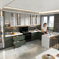 Évier de cuisine moderne de luxe en acier inoxydable, robinet, finition laquée écologique, taille personnalisée, durable, style européen