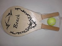 Jeu de raquette et balle en bois pour sports de plein air - Jouet de fitness sonore personnalisé et écologique pour adultes - Jeux de compétences sur la plage