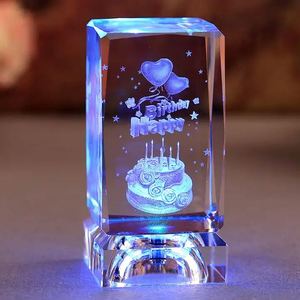 Cube en cristal K9 vierge en gros de Pujiang, cube en cristal personnalisé gravé au laser en 3D avec base lumineuse à LED - Product Image 4