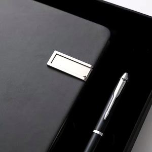 Custom Logo Luxury <b>Refillable</b> Stationery Item Notebook Gift Set Business Office USB Diary Blue Pu Leather A5 Journal With <b>Pen</b> - Product Image 3
