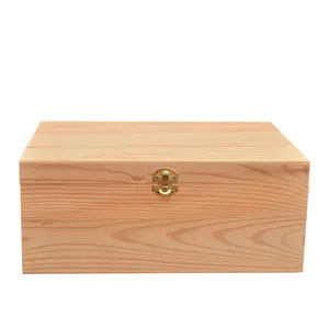 High Capacity Flip Lid Wood Crafts Book Box Natural Color Pen Tea Medicine Wooden Box Gift