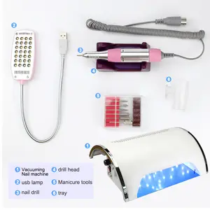 3 In 1 Stofverwijdering Polijsten Nail Art Tool Fototherapie Machine 72W Stofzuiger Polijstmachine Fototherapie Machine