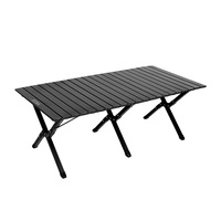Table pliante en aluminium Three Donkey, table pliante d'extérieur noire, équipement de camping, table de pique-nique portable, table et chaises de camping