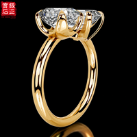 Bague en argent sterling 925 plaqué or avec deux pierres de moissanite, sertie à griffes, multi-coupes, certifiée, bijoux de fiançailles pour femme