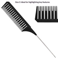 Peigne à cheveux professionnel en acier à dents fines, résistant aux hautes températures, antistatique, avec manche en bambou, pour teinture et mèches.
