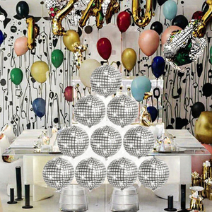 Pacote com 10 Balões de Espelho Metálico 4D de 22 Polegadas para Festas de Disco, Aniversários e Carnavais (Prata) - Product Image 3