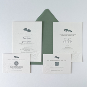 ชุดการ์ดเชิญงานแต่งงานแบบ Letterpress เรียบหรู พร้อมโลโก้<span class=keywords><strong>ภาษา</strong></span>ตามสั่ง ซองจดหมาย <span class=keywords><strong>การ์ด</strong></span>ตอบรับ และคิวอาร์โค้ด สำหรับงานเฉลิมฉลองสมรส - Product Image 1