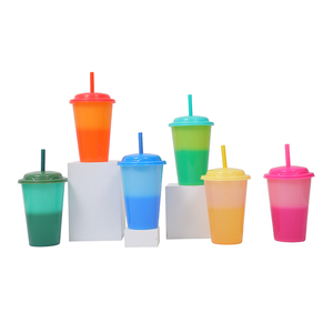 Vaso de Plástico que Cambia de Color, <span class=keywords><strong>Taza</strong></span> Mágica, Vaso de Plástico de 12 oz con Tapa, Cambia de Color con el Frío - Product Image 2