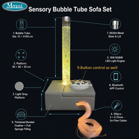 Kit de salle sensorielle à fibres optiques avec tube à bulles LED interactif, plateforme de canapé carrée pour la thérapie de l'autisme