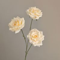 Fleur artificielle fournisseur doré Rose artificielle soie Rose fleurs 3 têtes Rose pour la décoration intérieure