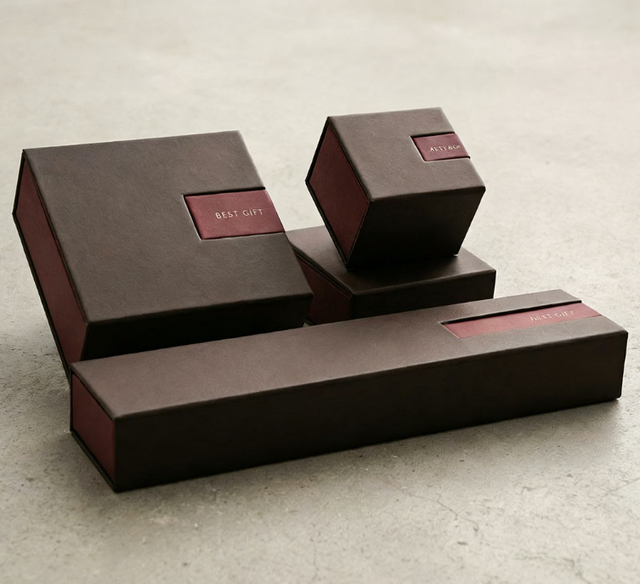 Modern Luxury Design Corrugated Paper Box COffee-colored Art Paper Flip-top Multi-size Jewelry Gift Box