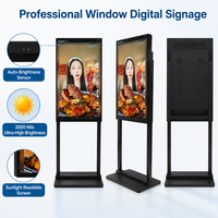 Pantalla LCD de 43 Pulgadas con Brillo Automático de 3000nit, para Ventana, con Soporte de Pie, Señalización Digital Interior para Publicidad