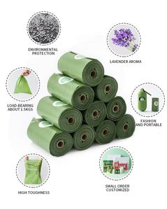 ถุงใส่ขยะมูลสัตว์เลี้ยงแบบย่อยสลายได้ ผลิตจากพลาสติก HDPE สำหรับสุนัข มีกลิ่นหอม พร้อมเชือกรูดปิดปากถุง สำหรับกำจัดขยะสัตว์เลี้ยง - Product Image 4