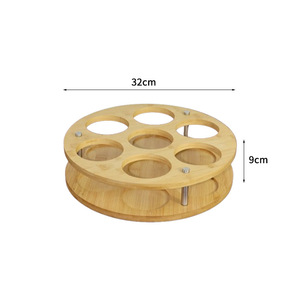 Wooden Rotating <b>Storage</b> <b>Rack</b> Round Double Layer 360 Degree Turntable For Kitchen Seasoning <b>Bottle</b> Holder - Product Image 5