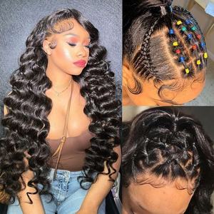 Pelucas de Cabello Humano sin Pegamento, Pelucas de Cabello Indio Virgen Pre-Arrancado, Encaje HD Marrón Ondulado Profundo 13x6, Pelucas con Encaje Frontal Transparente HD - Product Image 5