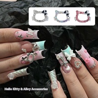 Nouvelles décorations 3D mignonnes Hello Kitty pour ongles, bijoux KT chaton avec nœud en diamant et perles creuses pour accessoires DIY en gros