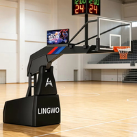 Système de panier de basket réglable et portable Lingwo avec panneau anti-éclats à réponse rapide pour le divertissement