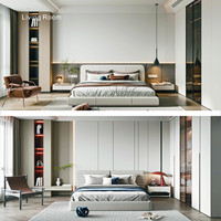 Système de Rangement Mural Complet DongGui Personnalisable en Bois Écologique pour Chambre à Coucher Style Ferme, avec Meuble TV et Tiroirs Inclinables – Design Moderne