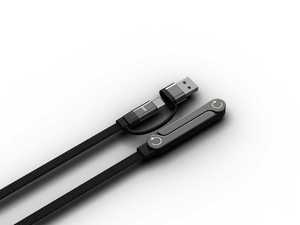 240W 编织式快速充电线，USB-C+USB-A 线，耐用且可折叠的充电线，用于数据同步，内置可调节手机支架 - Product Image 4