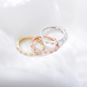 High Quality Jewelry Wholesale S925 Sterling <strong>Silver</strong> Rose Gold Plated <strong>Emerald</strong> Cubic Zirconia Eternity Band <strong>Rings</strong> for Women - Product Image 2
