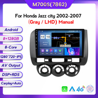8 + 128GB Android 14 IPS DSP voiture vidéo pour Honda Fit GD 2001 - 2008 Jazz main gauche GPS BT stéréo voiture-play commande vocale AM FM RDS